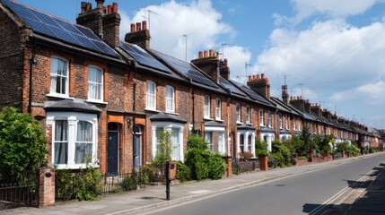 solar panels on terraced houses street