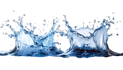 Water splashes in motion against black background