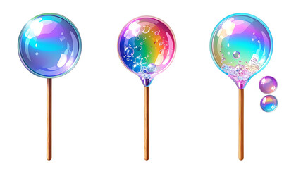 Playful Bubble Wand Bundle Pack, isolated on transparent background