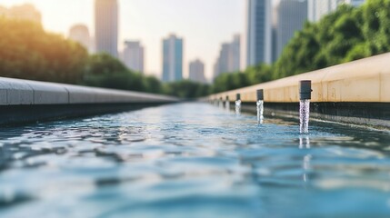 AI-powered urban water management system, optimizing water distribution and detecting leaks, efficient resource use. 