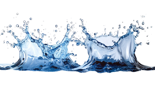 Water splashes in motion against black background