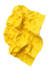 Yellow crumpled paper fragment with torn edge.