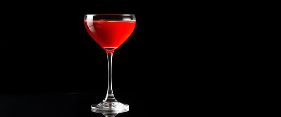 Crimson cocktail, vibrant red liquid in elegant glass against stark black backdrop,  martini,  texture