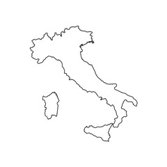 Obraz premium Outline sketch of the map of Italy in black on a white background 