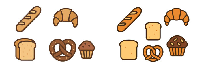 Bread and pastry variety arranged neatly, showcasing different baked goods