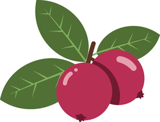 Fresh red fruit with green leaves vector illustration scalable eps graphic