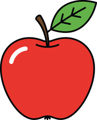Red apple with green leaf vector illustration scalable eps file for various design projects