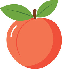 Fresh peach with green leaves vector illustration scalable fruit graphic eps