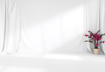 Luxurious seamless white backdrop; pristine smooth texture ideal for modern design, clean, photo
