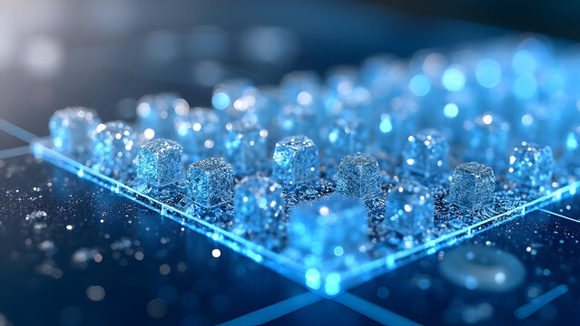 Polycrystalline Cell Multi-directional Crystal Boundaries Blue-tinted