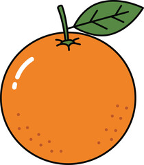 Vibrant orange fruit with green leaf vector illustration scalable eps graphic