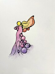 Neurographic style concept abstract traditional art illustration, circle, lines, markers and pencils