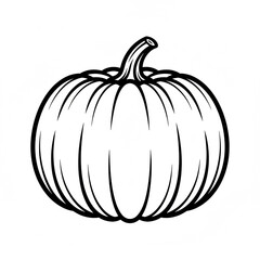Simple hand drawn outline illustration of a round pumpkin with a stem on a white background
