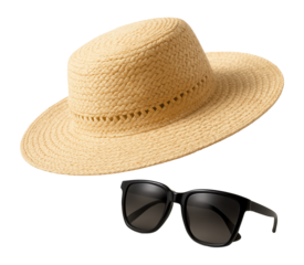 Sun hat and sunglasses ready for summer travel.