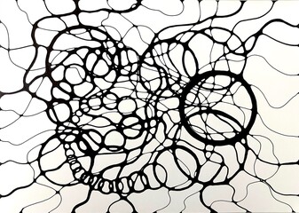 Neurographic style concept abstract traditional art illustration, circle, lines, markers and pencils