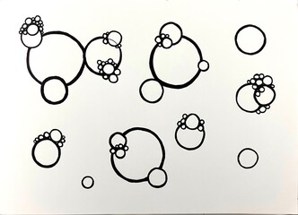 Neurographic style concept abstract traditional art illustration, circle, lines, markers and pencils