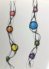 Neurographic style concept abstract traditional art illustration, circle, lines, markers and pencils