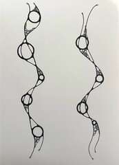 Neurographic style concept abstract traditional art illustration, circle, lines, markers and pencils