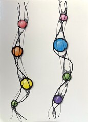 Neurographic style concept abstract traditional art illustration, circle, lines, markers and pencils