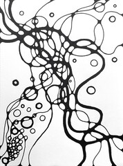 Neurographic style concept abstract traditional art illustration, circle, lines, markers and pencils