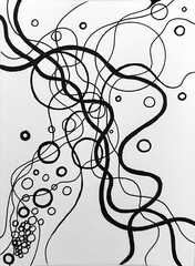 Neurographic style concept abstract traditional art illustration, circle, lines, markers and pencils