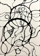Neurographic style concept abstract traditional art illustration, circle, lines, markers and pencils