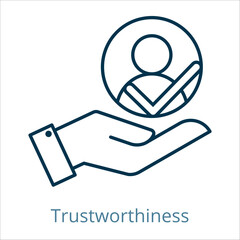 Trustworthiness icon vector illustration, simple line element Trustworthiness with editable stroke, Trustworthiness simple icon, Trustworthiness icon line style vector image