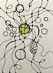 Neurographic style concept abstract traditional art illustration, circle, lines, markers and pencils