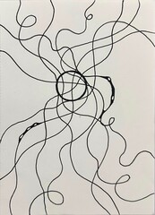 Neurographic style concept abstract traditional art illustration, circle, lines, markers and pencils