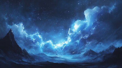 Fototapeta premium Vast night sky over mountains