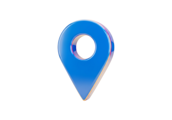 Blue location pin icon isolated on transparent background, navigation and direction