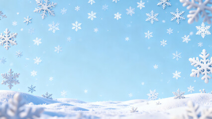 Snowflakes Falling on Snowfield