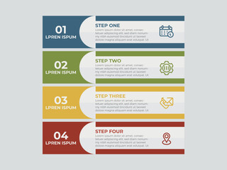 Business infographic design template with 4 options, steps or processes. Can be used for workflow layout, diagram, annual report, web design