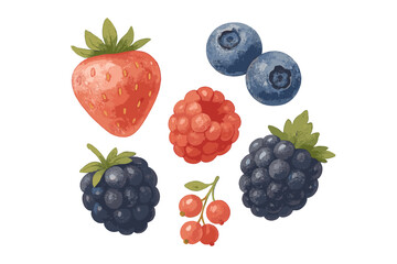 Freshly picked berries arranged artistically on a white background for a vibrant summer display