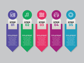 5 steps Business infographic for company milestones timeline template with years.