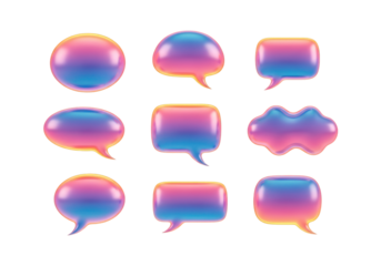 Colorful speech bubble isolated on transparent background in 3d rendering