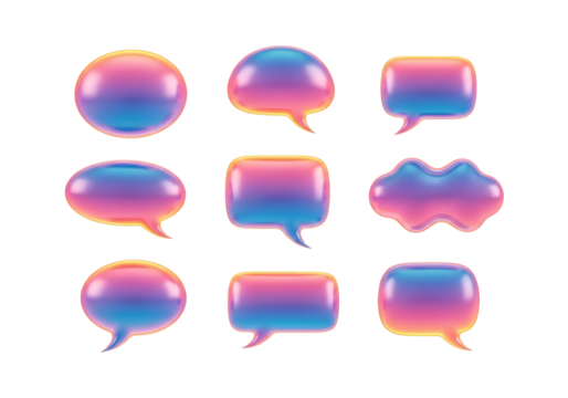Colorful speech bubble isolated on transparent background in 3d rendering