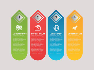 4 steps Business infographic for company milestones timeline template with years.