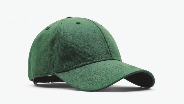 green baseball cap or Working peaked cap. Isolated on a white background
