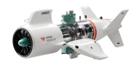 Underwater Drone: The image showcases a modern, technologically advanced underwater drone, embodying innovation and exploration, designed for ocean exploration and scientific research.