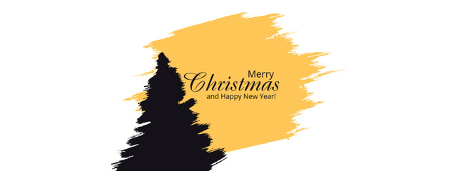 Merry Christmas party new year brush stroke facebook banner template