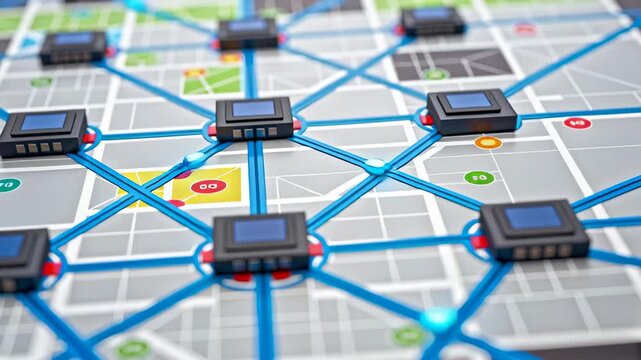 Digital Network Map Illustrating Cross Border Connectivity with Links Between Nodes, Showcasing Modern Technology and Intricate Design