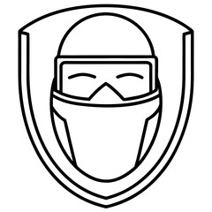 Protective Face Shield Line Art Icon