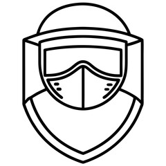 Protective Face Shield Line Art Icon