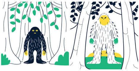 Mythical troll creature with sturdy twisted roots and moss covered features vector art design
