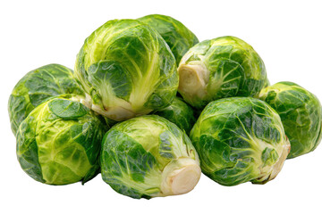 Fototapeta premium Fresh Brussels Sprouts Isolated on Pure White Background