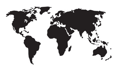 World Map Global Silhouette Vector