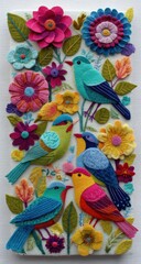 Vibrant floral artwork with birds