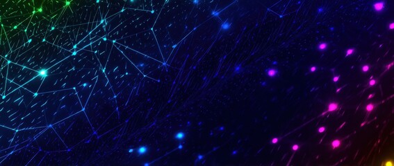 Abstract rainbow network graphic