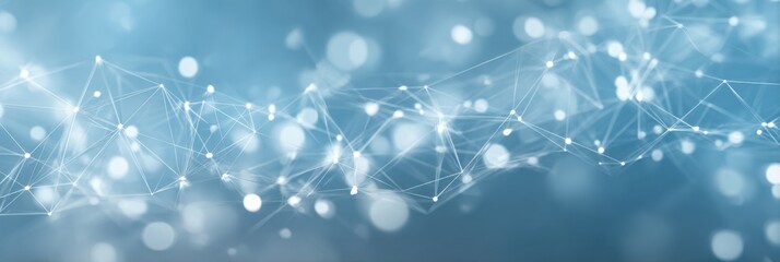 Abstract network design with light-blue background and white connecting lines and dots
